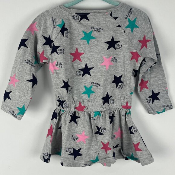 Minoti Baby Toddler Dress Size 9-12M Gray Long Sleeve Raglan 100% Cotton - Picture 5 of 7